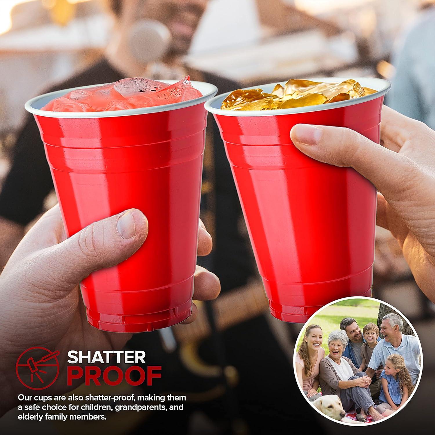 imageStock Your Home Blue Plastic Cups Disposable 16oz 50 Count HeavyDuty Large Party Cup Pack Bulk Pack for Drinking Punch Soda Wine Beer 4th of July HalloweenRed