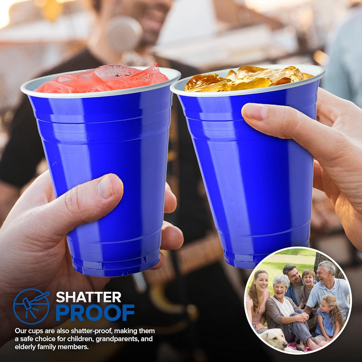 imageStock Your Home Blue Plastic Cups Disposable 16oz 50 Count HeavyDuty Large Party Cup Pack Bulk Pack for Drinking Punch Soda Wine Beer 4th of July HalloweenBlue
