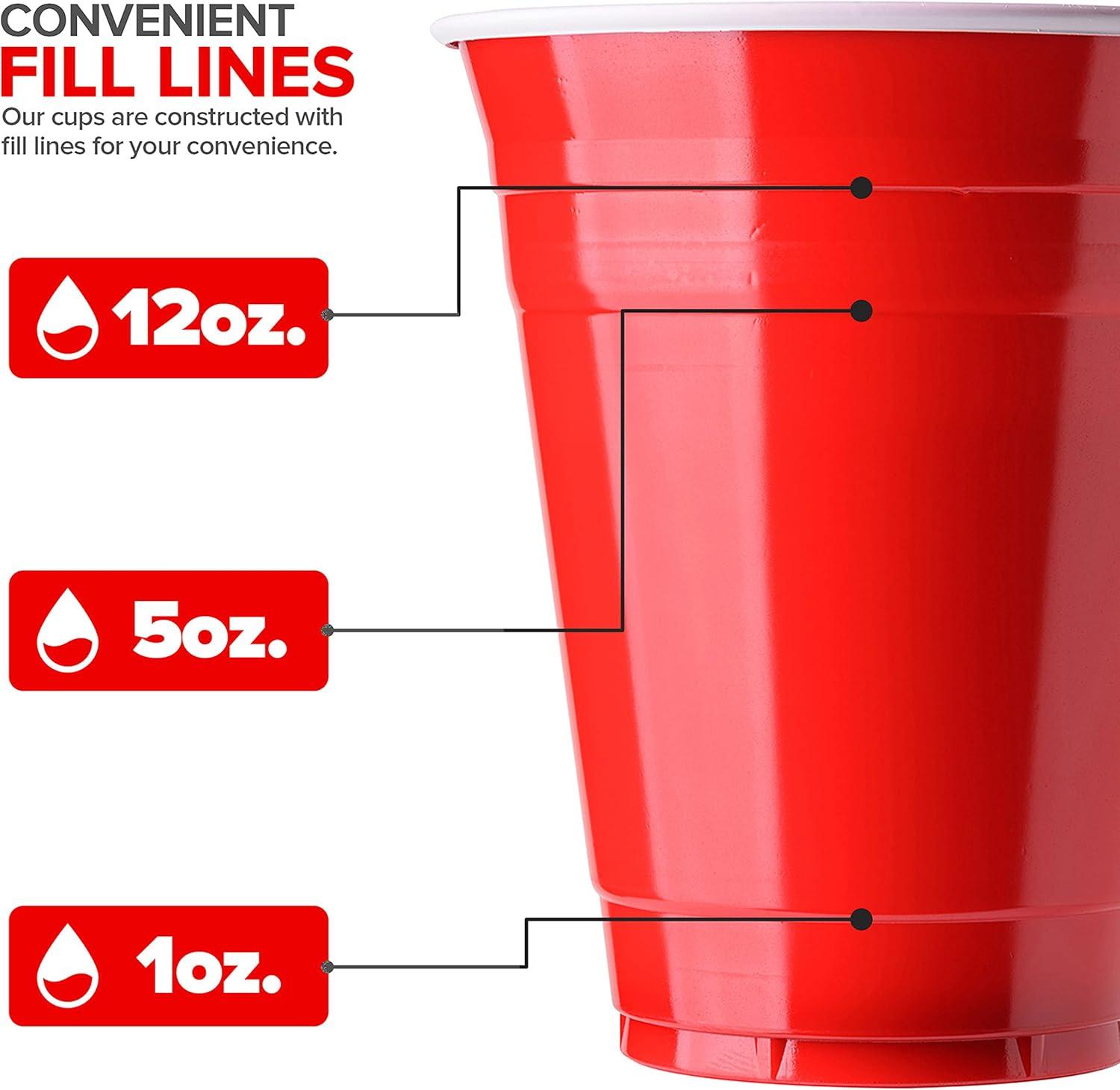 imageStock Your Home Blue Plastic Cups Disposable 16oz 50 Count HeavyDuty Large Party Cup Pack Bulk Pack for Drinking Punch Soda Wine Beer 4th of July HalloweenRed