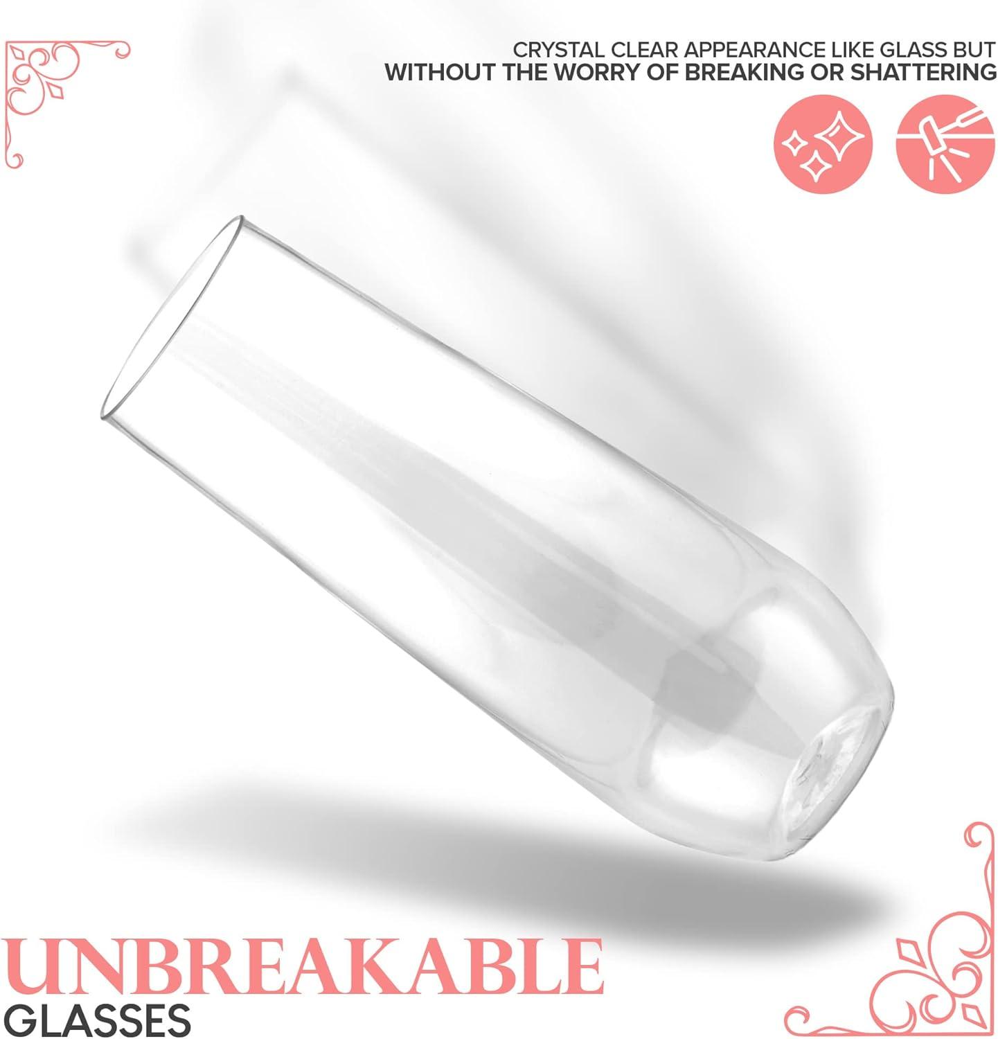 imageStock Your Home Plastic Champagne Flutes Disposable Unbreakable Stemless Mimosa Glasses Bulk for Brunch Clear Cocktail Cups for Parties Wine Wedding Toast Bridal Shower 9 Ounce 12 Pack