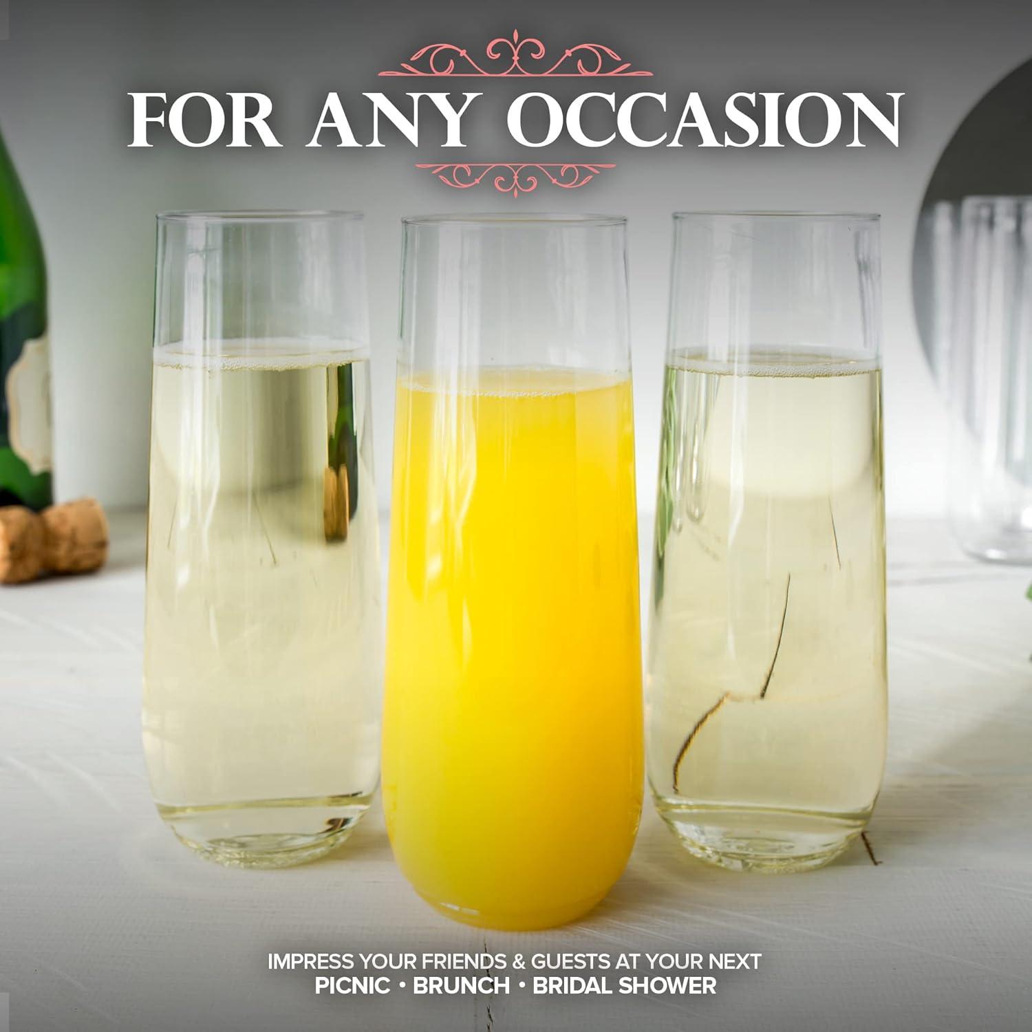 imageStock Your Home Plastic Champagne Flutes Disposable Unbreakable Stemless Mimosa Glasses Bulk for Brunch Clear Cocktail Cups for Parties Wine Wedding Toast Bridal Shower 9 Ounce 12 Pack