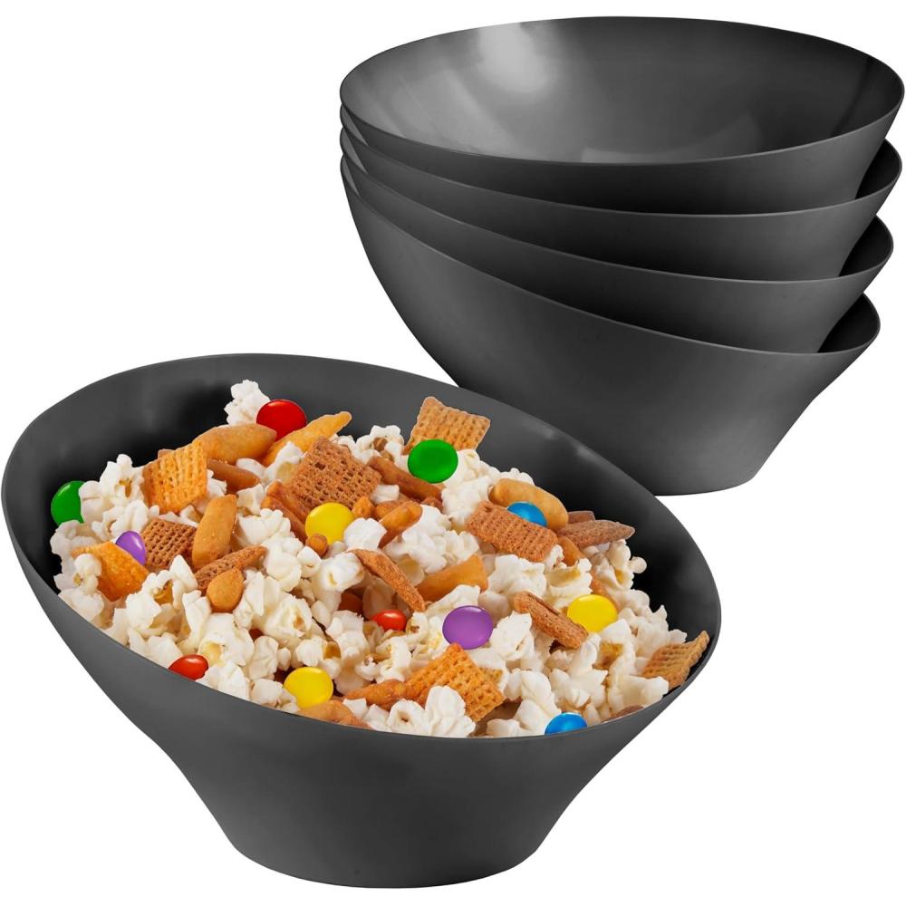 image54oz Black Plastic Serving Bowls 4 Pack Large Disposable Snack Bowl Candy Dishes Buffet Containers Chips Popcorn Snacks Punch Salad Bar Parties Office Desk Bridal Shower Party SuppliesBlack