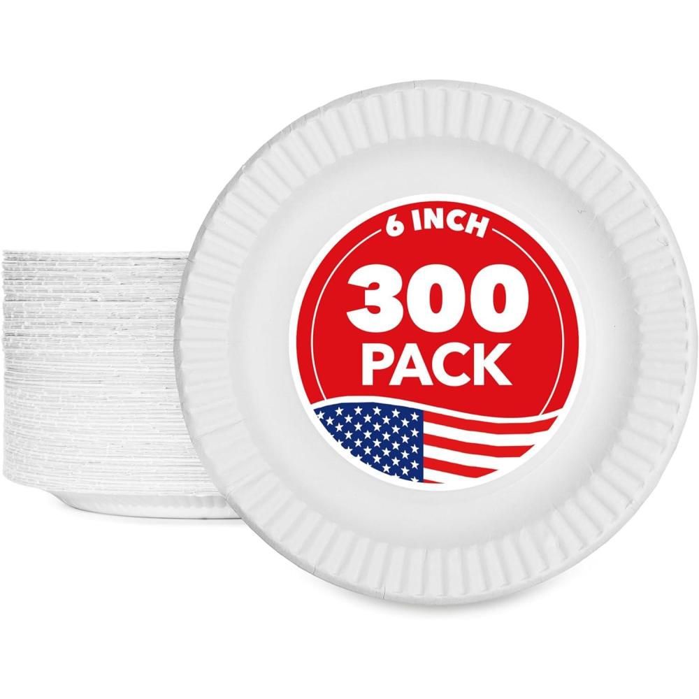 imageStock Your Home 6Inch Paper Plates Uncoated Everyday Disposable Dessert Plates 6 Paper Plate Bulk White 1000 Count300 Count