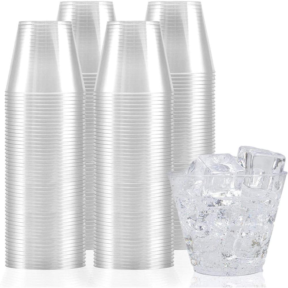 imageStock Your Home 9 oz Clear Disposable Plastic Cups 100 Pack Elegant Tumblers Glasses for Birthday Parties Weddings Holidays Dessert Tumbler Bulk Drinking Cup for Fruit Punch Cocktails WineClassic