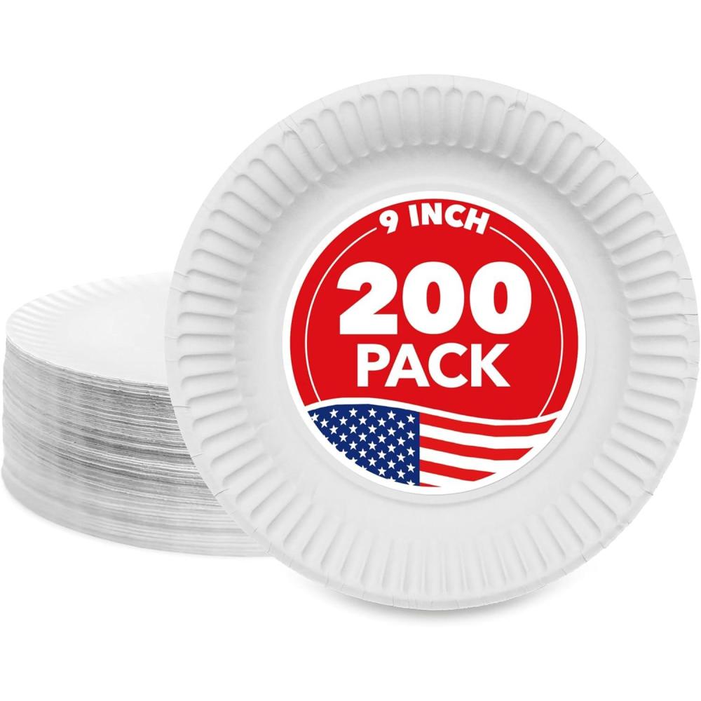 imageStock Your Home 9Inch Paper Plates Uncoated Everyday Disposable Plates 9 Paper Plate Bulk White 500 Count200 Count Pack of 1