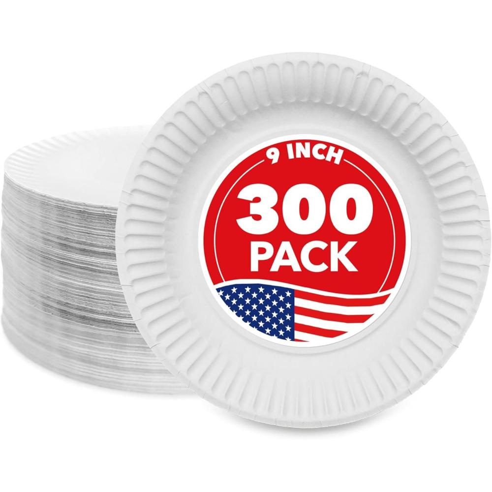 imageStock Your Home 9Inch Paper Plates Uncoated Everyday Disposable Plates 9 Paper Plate Bulk White 500 Count300 Count Pack of 1