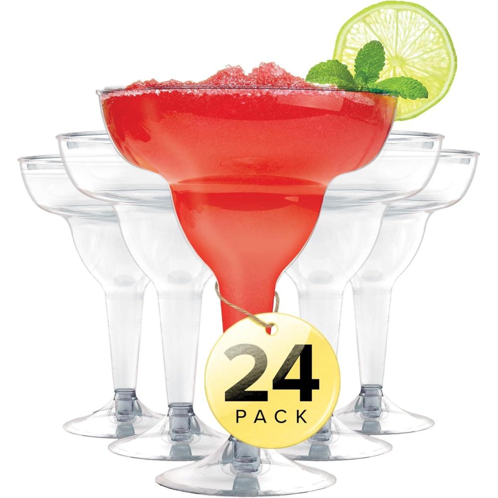 imageStock Your Home Clear Plastic Margarita Glasses Disposable Set of 24 Decorations for Cinco de Mayo Parties Cocktail Cups for Tropical Party Supplies Large 12 oz Hurricane Glasses24 Count