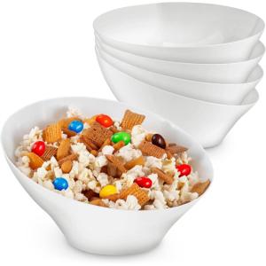 54oz Black Plastic Serving Bowls (4 Pack) Large Disposable Snack Bowl Candy Dishes, Buffet Containers, Chips, Popcorn, Snacks, Punch, Salad Bar, Parties, Office Desk, Bridal Shower, Party Supplies(White)