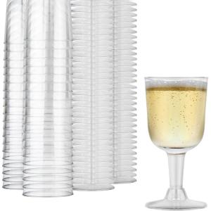 Stock Your Home 5 oz Clear Plastic Wine Glass (80 Pack) – BPA Free & Recyclable – Shatterproof Wine Goblet – Disposable & Reusable Cups for Champagne, Dessert, Food Samples, Catering, Weddings(40)
