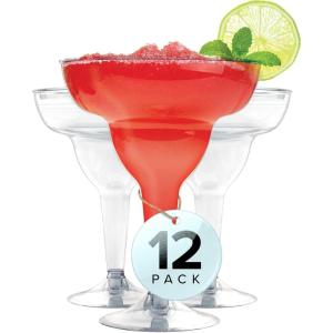 Stock Your Home Clear Plastic Margarita Glasses Disposable (Set of 24) Decorations for Cinco de Mayo Parties, Cocktail Cups for Tropical Party Supplies – Large 12 oz Hurricane Glasses(12 Count)