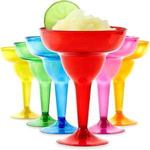 Stock Your Home Multicolor Plastic Margarita Glasses Disposable (Set of 24) Decorations for Cinco de Mayo Parties, Colorful Cocktail Cups for Tropical Party Supplies – Large 12 oz Hurricane Glasses(48 Count)