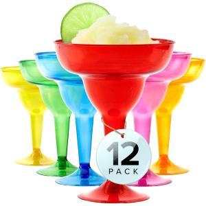 Stock Your Home Multicolor Plastic Margarita Glasses Disposable (Set of 24) Decorations for Cinco de Mayo Parties, Colorful Cocktail Cups for Tropical Party Supplies – Large 12 oz Hurricane Glasses(12 Count)