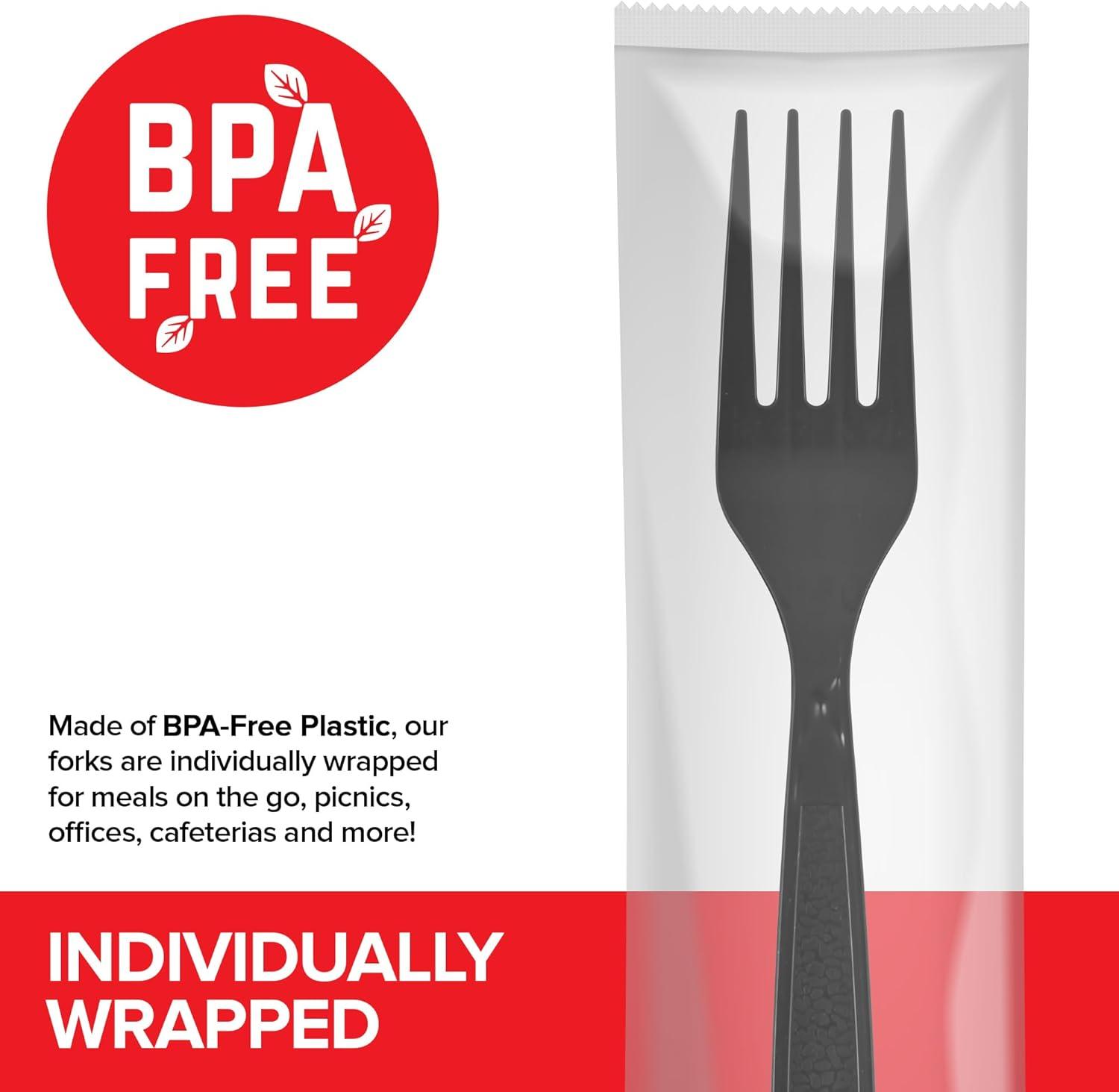 imageStock Your Home Heavyweight Plastic Spoons 250 Count Disposable Bulk Pack Individual Wrapped Heavy Duty Party SuppliesForks