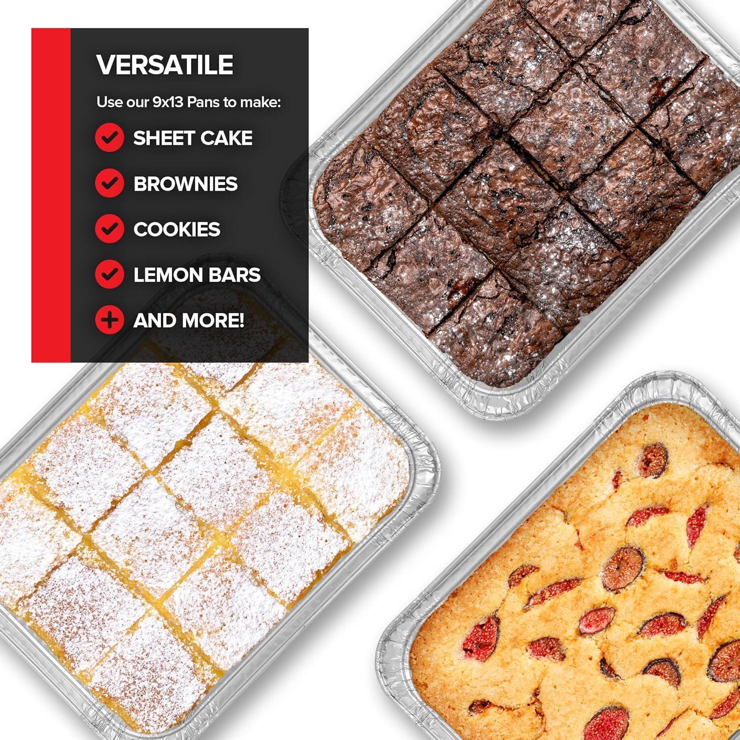 image10 Pack Disposable Aluminum Pans 9x13 Shallow Heavy Duty 175 Deep Foil Pans Baking Tins 13x9 Baking Pan for Cooking and Serving Cookies Brownies Sheet Cake Cookie Sheets Holiday Meal Prep