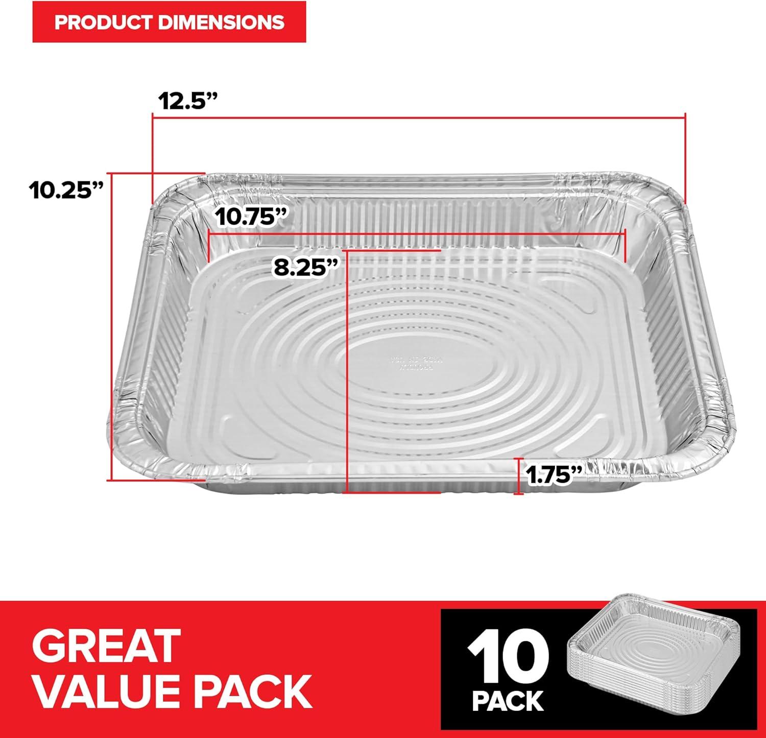 image10 Pack Disposable Aluminum Pans 9x13 Shallow Heavy Duty 175 Deep Foil Pans Baking Tins 13x9 Baking Pan for Cooking and Serving Cookies Brownies Sheet Cake Cookie Sheets Holiday Meal Prep
