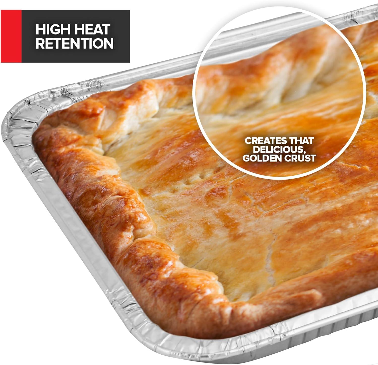 image10 Pack Disposable Aluminum Pans 9x13 Shallow Heavy Duty 175 Deep Foil Pans Baking Tins 13x9 Baking Pan for Cooking and Serving Cookies Brownies Sheet Cake Cookie Sheets Holiday Meal Prep