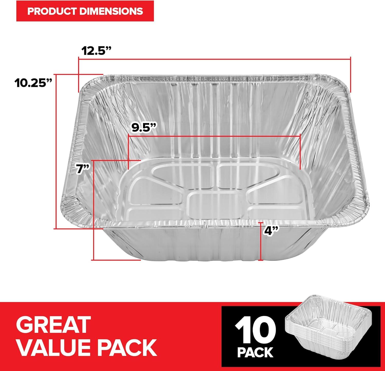 imageStock Your Home 10 Pack Deep Aluminum Pans 9x13 Heavy Duty 4 Deep Foil Pans Disposable Catering Trays Baking Tins Large Food Containers for Cooking Heating Storage Serving Holiday Meal Prep
