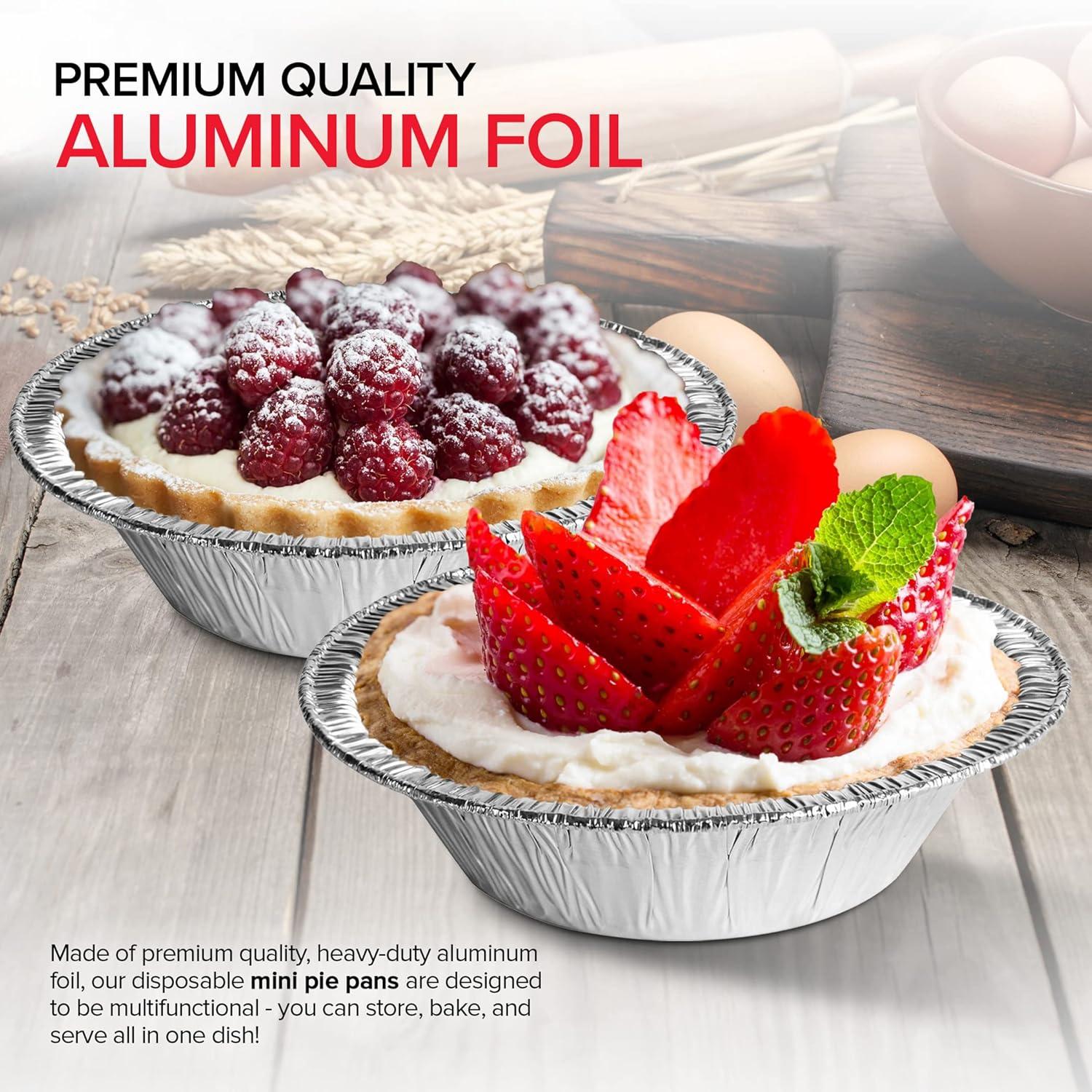 imageStock Your Home 5 Inch Aluminum Foil Pie Pans 100 Count Disposable amp Recyclable Mini Pie Pans Small Pie Tin for Baking Cafes and Restaurants Durable Individual Pie Pan for Fruit Tarts Quiche
