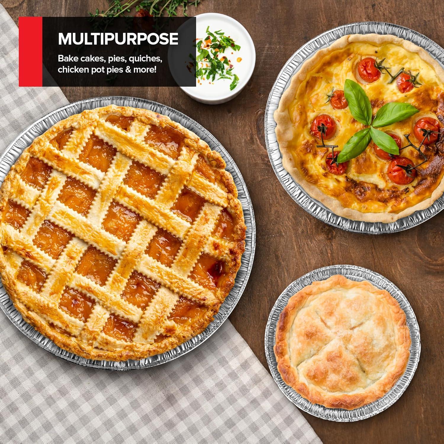 imageStock Your Home Disposable Aluminum Foil Pie Pans Set 75 PCS Heavy Duty Baking Pans 25 9 25 6 25 3 Inch Cooking Heating Food Prep Holiday Dinner Meals