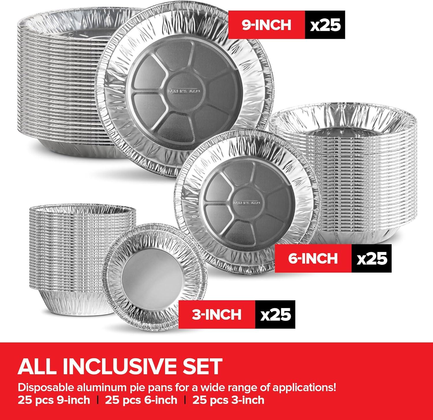 imageStock Your Home Disposable Aluminum Foil Pie Pans Set 75 PCS Heavy Duty Baking Pans 25 9 25 6 25 3 Inch Cooking Heating Food Prep Holiday Dinner Meals
