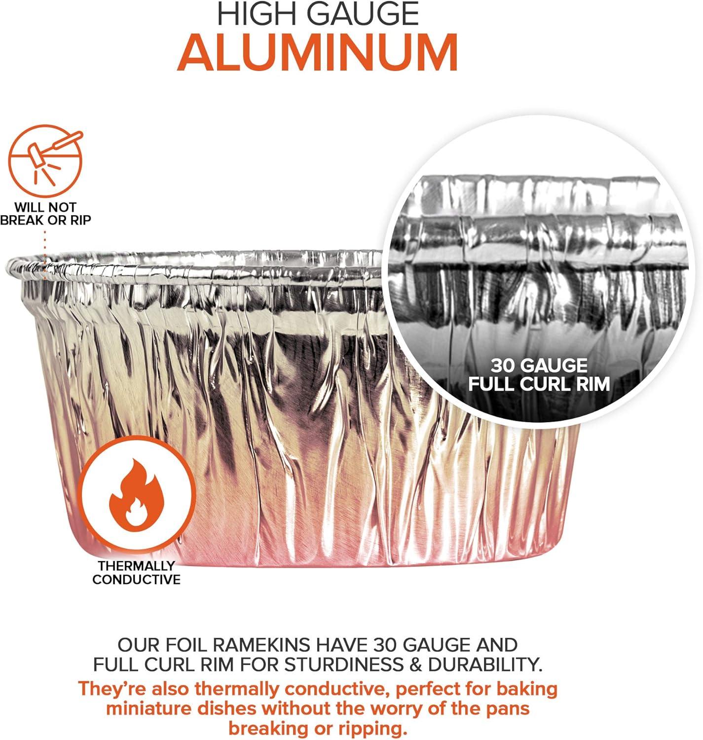 imageStock Your Home Foil Ramekins with Clear Plastic Lids 100 Pack Recyclable and Disposable Mini Ramekins Foil Cupcake Liners for Sauces Crme Brle Molten Lava Cake Catering Food Sampling
