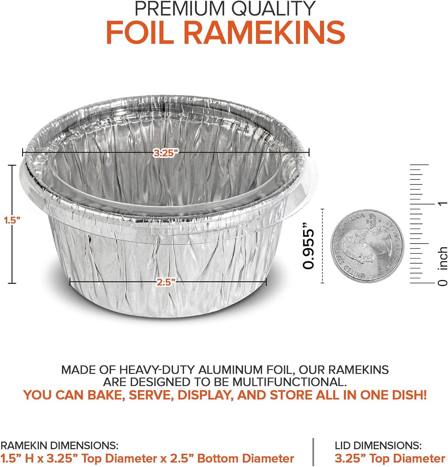 imageStock Your Home Foil Ramekins with Clear Plastic Lids 100 Pack Recyclable and Disposable Mini Ramekins Foil Cupcake Liners for Sauces Crme Brle Molten Lava Cake Catering Food Sampling