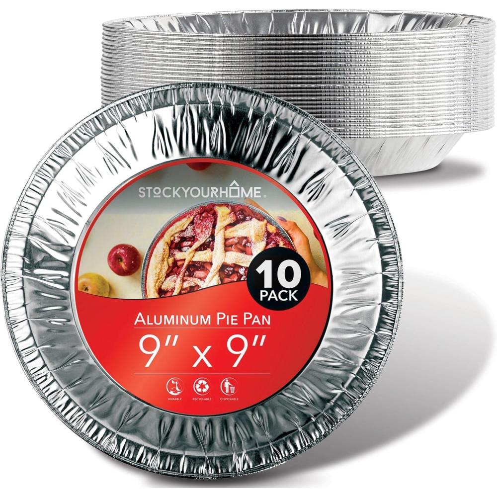 imageStock Your Home 9 Inch Aluminum Tart Pie Pans 10 Count Disposable amp Recyclable Large Pie Pan Foil Pie Tin for Bakeries Cafes Restaurants Durable Large Foil Pans for Pies Fruit Tarts Quiche10 Pack 9 Inch