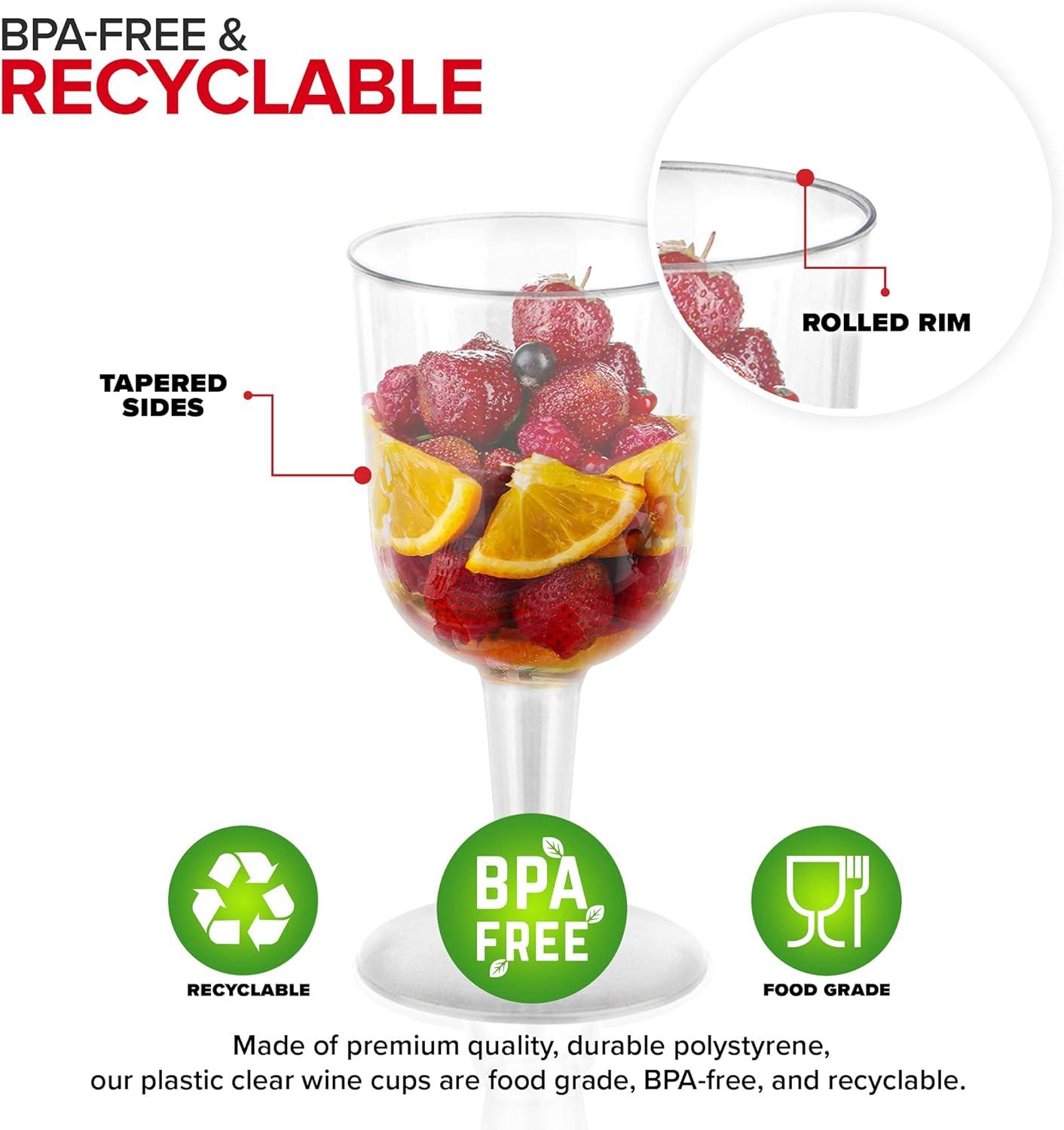 imageStock Your Home 5 oz Clear Plastic Wine Glass 20 Pack BPA Free amp Recyclable Shatterproof Wine Goblet Disposable amp Reusable Cups for Champagne Dessert Food Samples Catering Weddings40