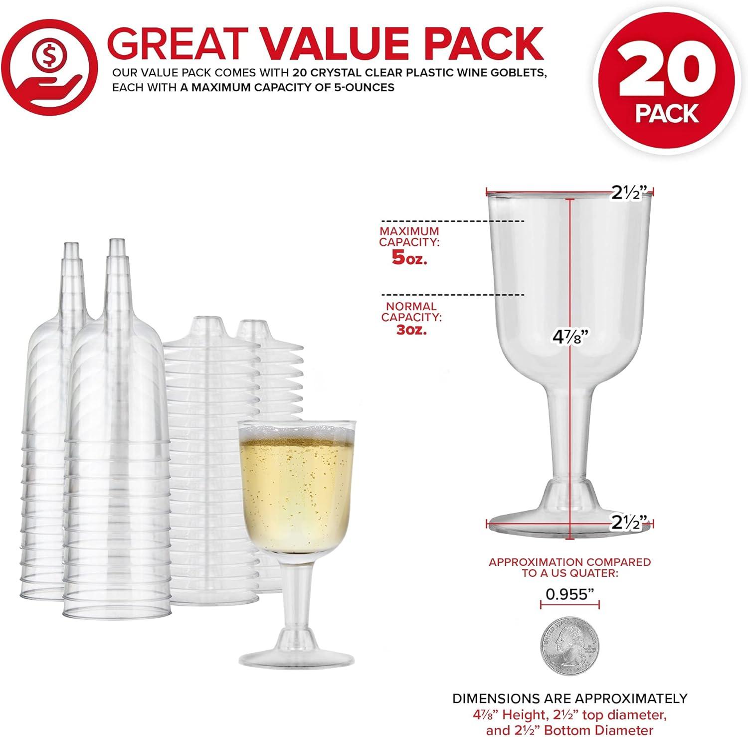 imageStock Your Home 5 oz Clear Plastic Wine Glass 20 Pack BPA Free amp Recyclable Shatterproof Wine Goblet Disposable amp Reusable Cups for Champagne Dessert Food Samples Catering Weddings20