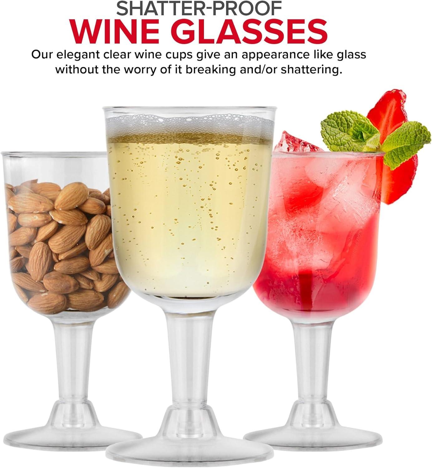 imageStock Your Home 5 oz Clear Plastic Wine Glass 20 Pack BPA Free amp Recyclable Shatterproof Wine Goblet Disposable amp Reusable Cups for Champagne Dessert Food Samples Catering Weddings40