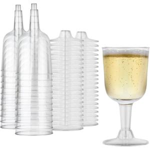 Stock Your Home 5 oz Clear Plastic Wine Glass (20 Pack) – BPA Free & Recyclable – Shatterproof Wine Goblet – Disposable & Reusable Cups for Champagne, Dessert, Food Samples, Catering, Weddings(20)