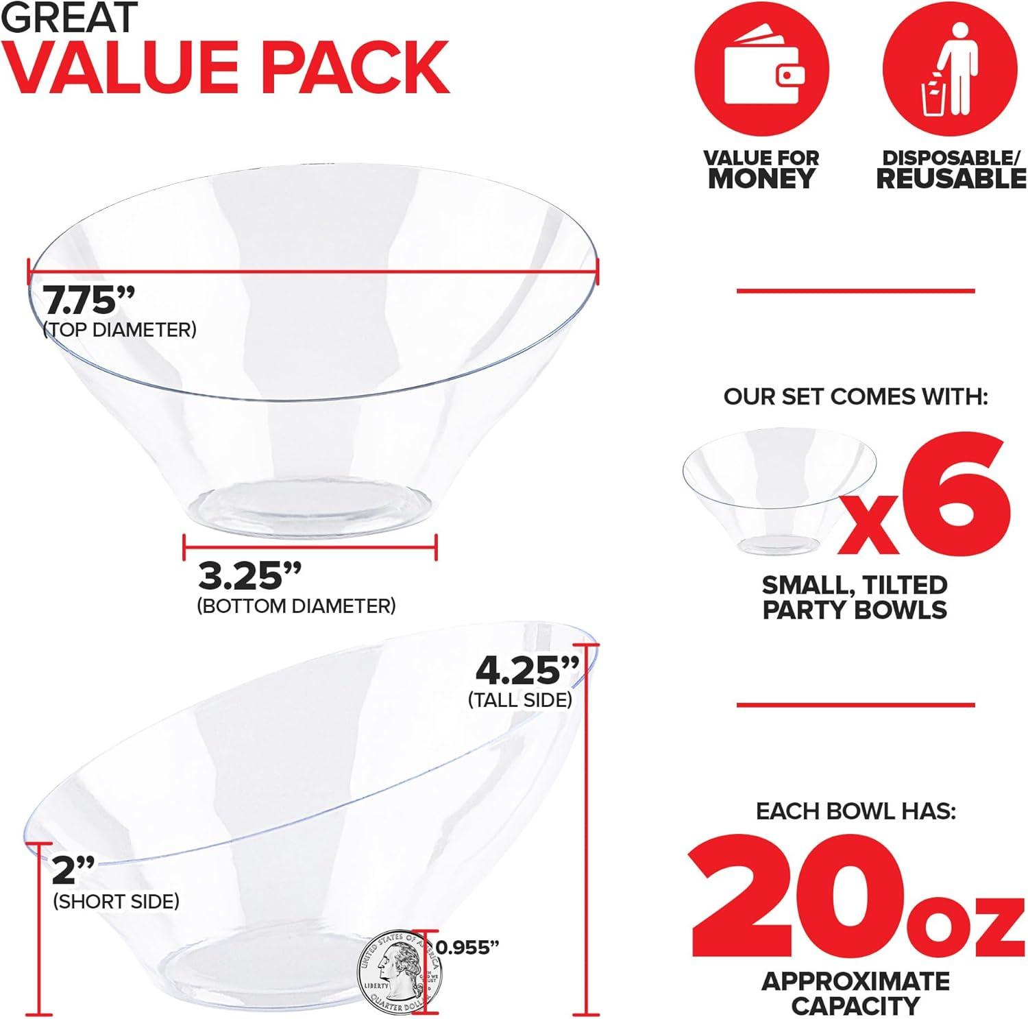 imageStock Your Home 20oz Clear Plastic Serving Bowls 6 Pack Disposable Medium Snack amp Candy Bowls for Parties Buffet Chips Popcorn amp Salad Bar6