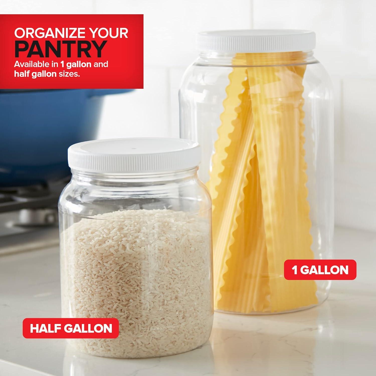 imageStock Your Home Half Gallon Clear Plastic Jars with Lids 2 Pack 64 oz Wide Mouth Large Jar with Lid Big Container for Candy Cookies Arts amp Crafts Bartender Money Tips Kitchen amp Pantry Storage1