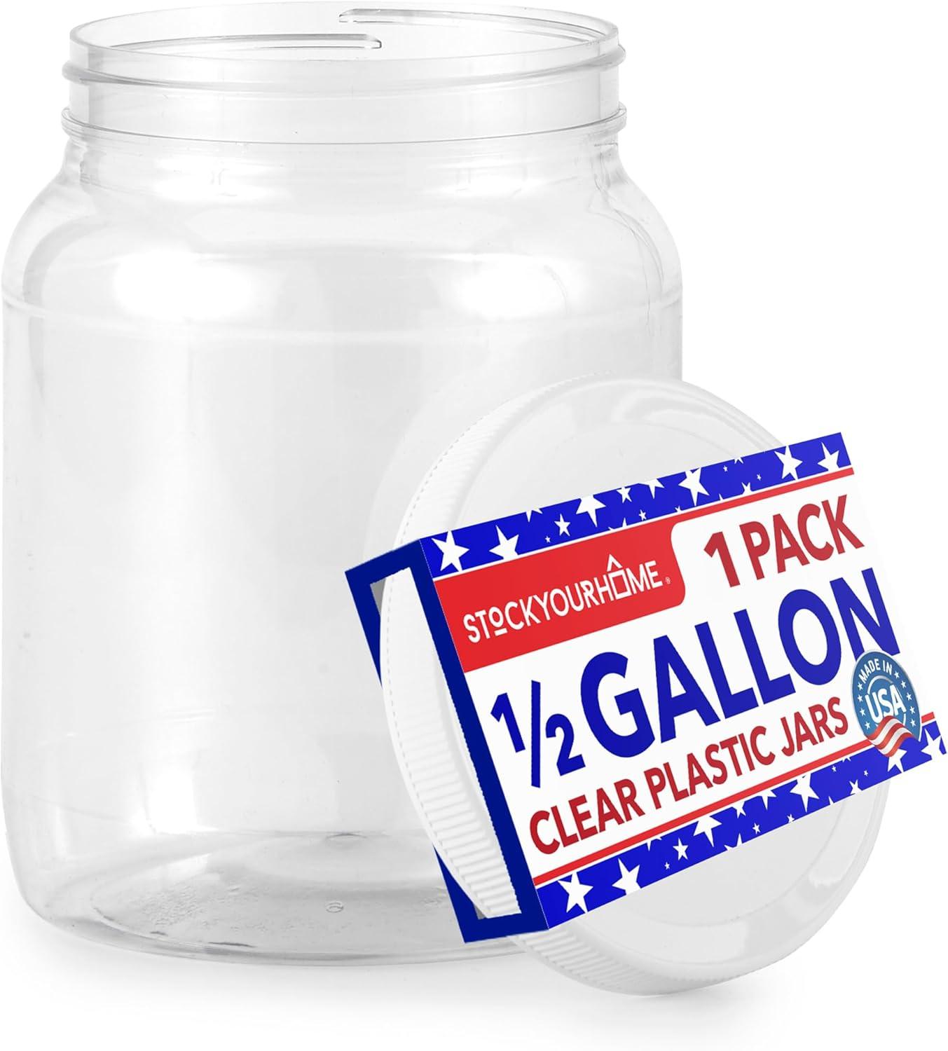 imageStock Your Home Half Gallon Clear Plastic Jars with Lids 2 Pack 64 oz Wide Mouth Large Jar with Lid Big Container for Candy Cookies Arts amp Crafts Bartender Money Tips Kitchen amp Pantry Storage1