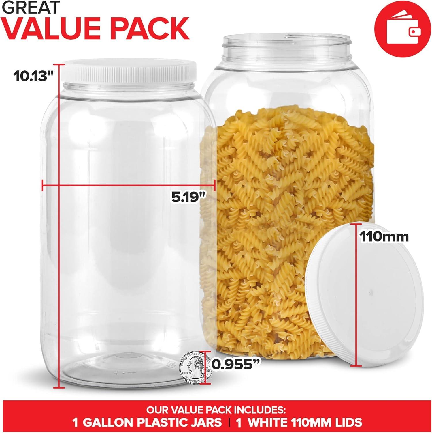 imageStock Your Home Half Gallon Clear Plastic Jars with Lids 2 Pack 64 oz Wide Mouth Large Jar with Lid Big Container for Candy Cookies Arts amp Crafts Bartender Money Tips Kitchen amp Pantry Storage1