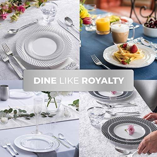 imageStock Your Home 125 Disposable Heavy Duty Plastic Forks Fancy Plastic Silverware Looks Like Real Cutlery Utensils Perfect for Catering Events Restaurants Parties and Weddings Rose GoldSilver