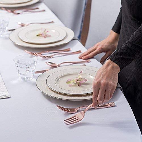 imageStock Your Home 125 Disposable Heavy Duty Plastic Forks Fancy Plastic Silverware Looks Like Real Cutlery Utensils Perfect for Catering Events Restaurants Parties and Weddings Rose GoldRose Gold
