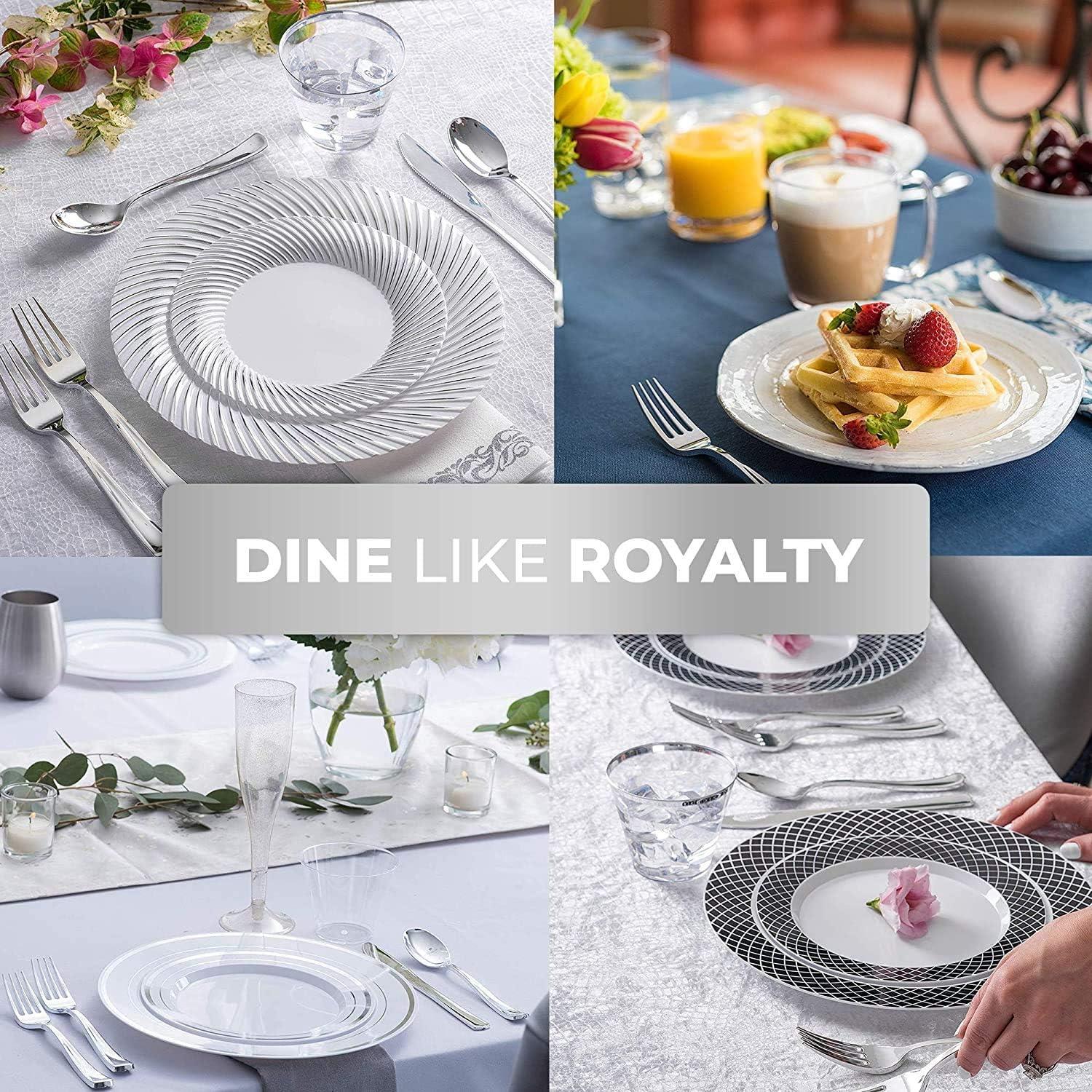 imageStock Your Home 125 Disposable Heavy Duty Plastic Forks Fancy Plastic Silverware Looks Like Real Cutlery Utensils Perfect for Catering Events Restaurants Parties and Weddings Rose GoldSilver