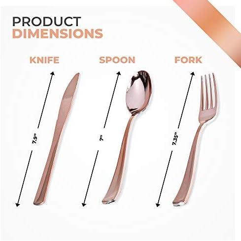 imageStock Your Home 125 Disposable Heavy Duty Plastic Forks Fancy Plastic Silverware Looks Like Real Cutlery Utensils Perfect for Catering Events Restaurants Parties and Weddings Rose GoldRose Gold