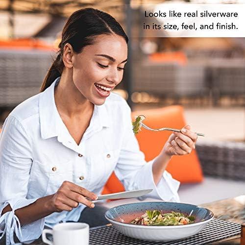 imageStock Your Home 125 Disposable Heavy Duty Plastic Forks Fancy Plastic Silverware Looks Like Real Cutlery Utensils Perfect for Catering Events Restaurants Parties and Weddings Rose GoldSilver