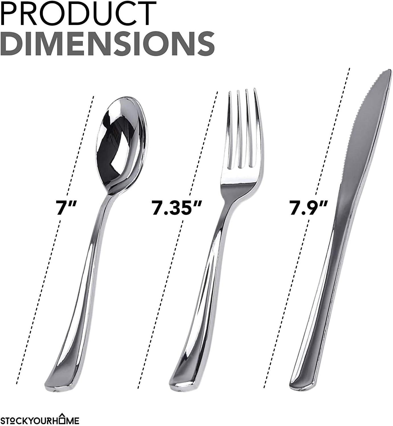 imageStock Your Home 125 Disposable Heavy Duty Plastic Forks Fancy Plastic Silverware Looks Like Real Cutlery Utensils Perfect for Catering Events Restaurants Parties and Weddings Rose GoldSilver