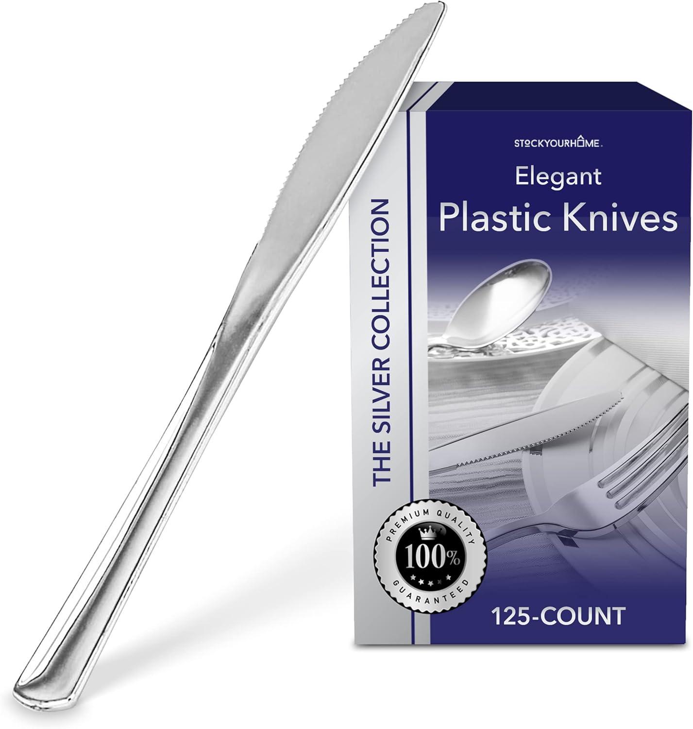 imageStock Your Home 125 Disposable Heavy Duty Plastic Forks Fancy Plastic Silverware Looks Like Real Cutlery Utensils Perfect for Catering Events Restaurants Parties and Weddings Rose GoldSilver