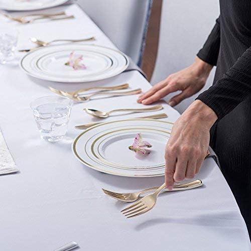 imageStock Your Home 125 Disposable Heavy Duty Plastic Forks Fancy Plastic Silverware Looks Like Real Cutlery Utensils Perfect for Catering Events Restaurants Parties and Weddings Rose GoldGold