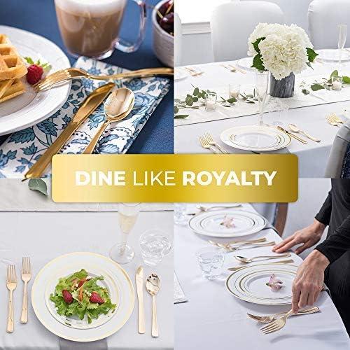 imageStock Your Home 125 Disposable Heavy Duty Plastic Forks Fancy Plastic Silverware Looks Like Real Cutlery Utensils Perfect for Catering Events Restaurants Parties and Weddings Rose GoldGold