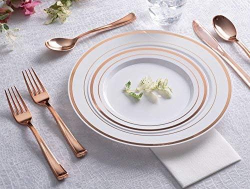 imageStock Your Home 125 Disposable Heavy Duty Plastic Forks Fancy Plastic Silverware Looks Like Real Cutlery Utensils Perfect for Catering Events Restaurants Parties and Weddings Rose GoldRose Gold