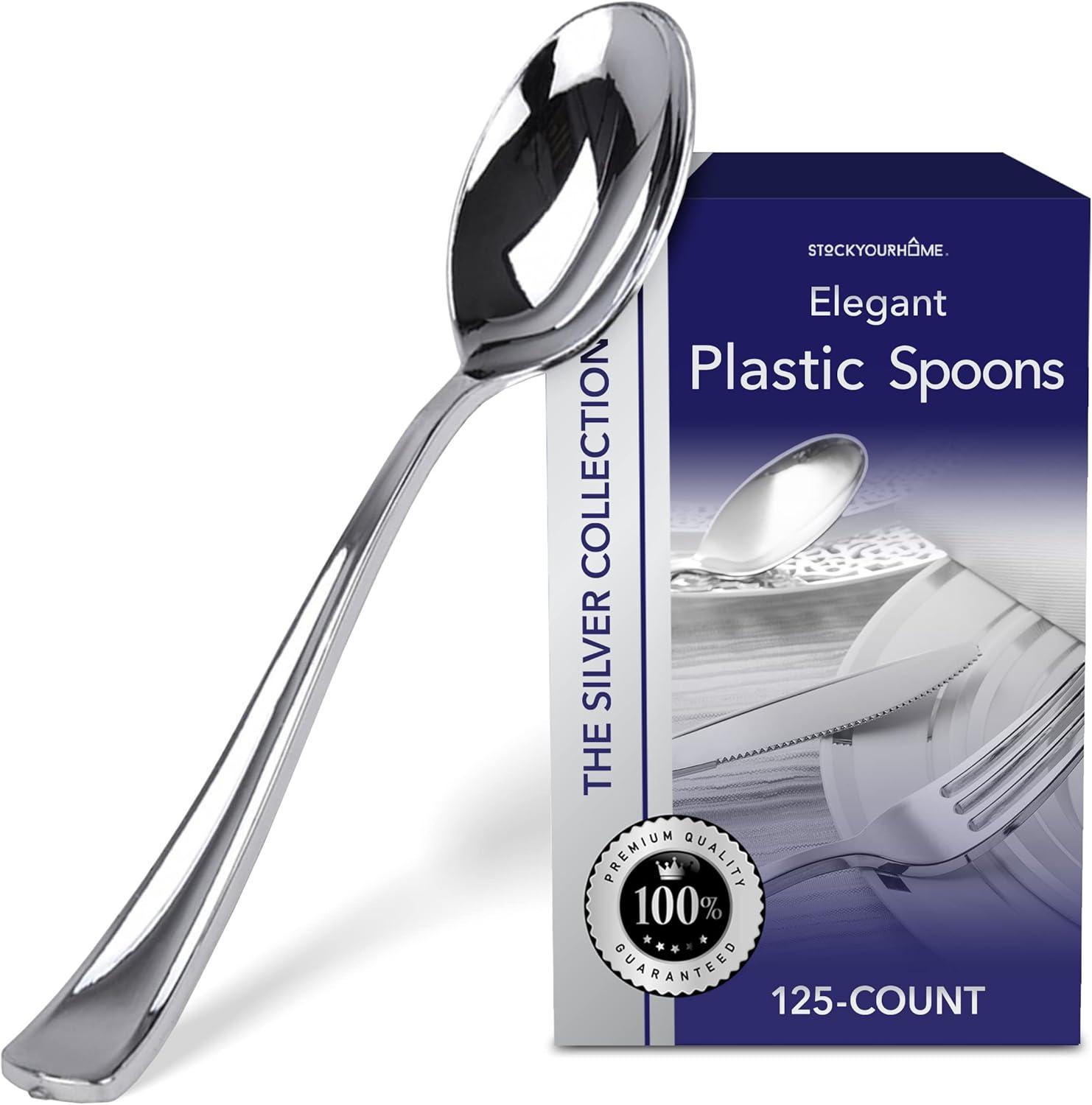 imageStock Your Home 125 Disposable Heavy Duty Plastic Forks Fancy Plastic Silverware Looks Like Real Cutlery Utensils Perfect for Catering Events Restaurants Parties and Weddings Rose GoldSilver