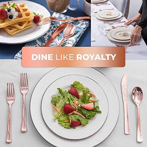 imageStock Your Home 125 Disposable Heavy Duty Plastic Forks Fancy Plastic Silverware Looks Like Real Cutlery Utensils Perfect for Catering Events Restaurants Parties and Weddings Rose GoldRose Gold