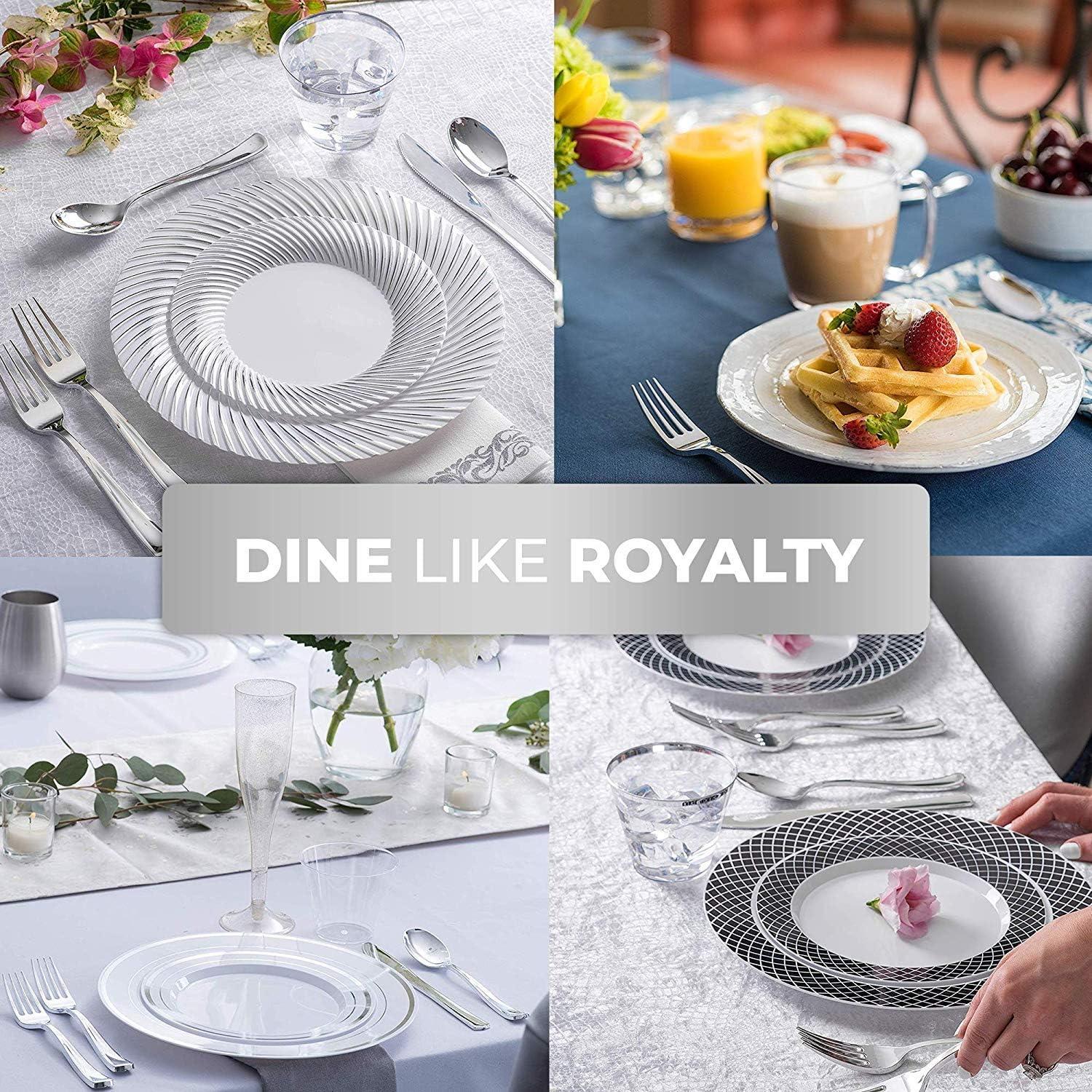 imageStock Your Home 125 Disposable Heavy Duty Plastic Forks Fancy Plastic Silverware Looks Like Real Cutlery Utensils Perfect for Catering Events Restaurants Parties and Weddings Rose GoldSilver