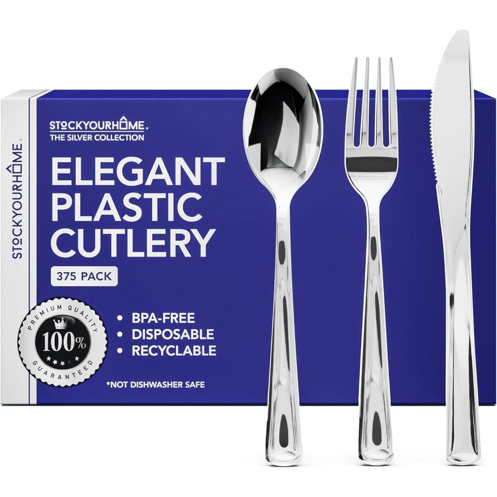 imageStock Your Home 125 Disposable Heavy Duty Plastic Forks Fancy Plastic Silverware Looks Like Real Cutlery Utensils Perfect for Catering Events Restaurants Parties and Weddings Rose GoldSilver