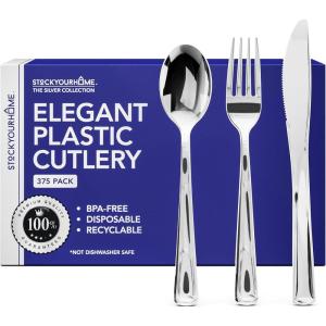 Stock Your Home 125 Disposable Heavy Duty Plastic Forks, Fancy Plastic Silverware Looks Like Real Cutlery – Utensils Perfect for Catering Events, Restaurants, Parties and Weddings (Rose Gold)(Silver)